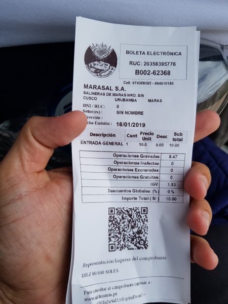 Ticket das Salineras de Maras